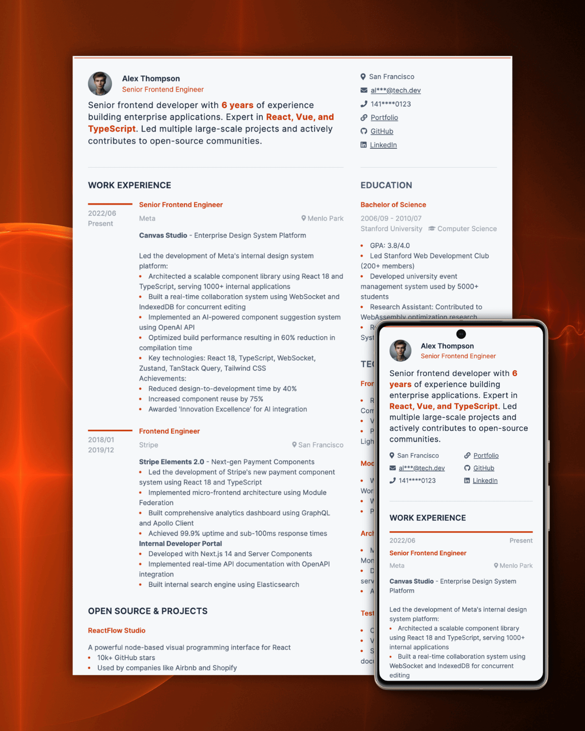 Distinctive Personal Profile with Professional Color Schemes